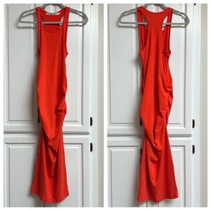 Michael Stars Racer Back Midi Dress with Ruched Sides Size Medium